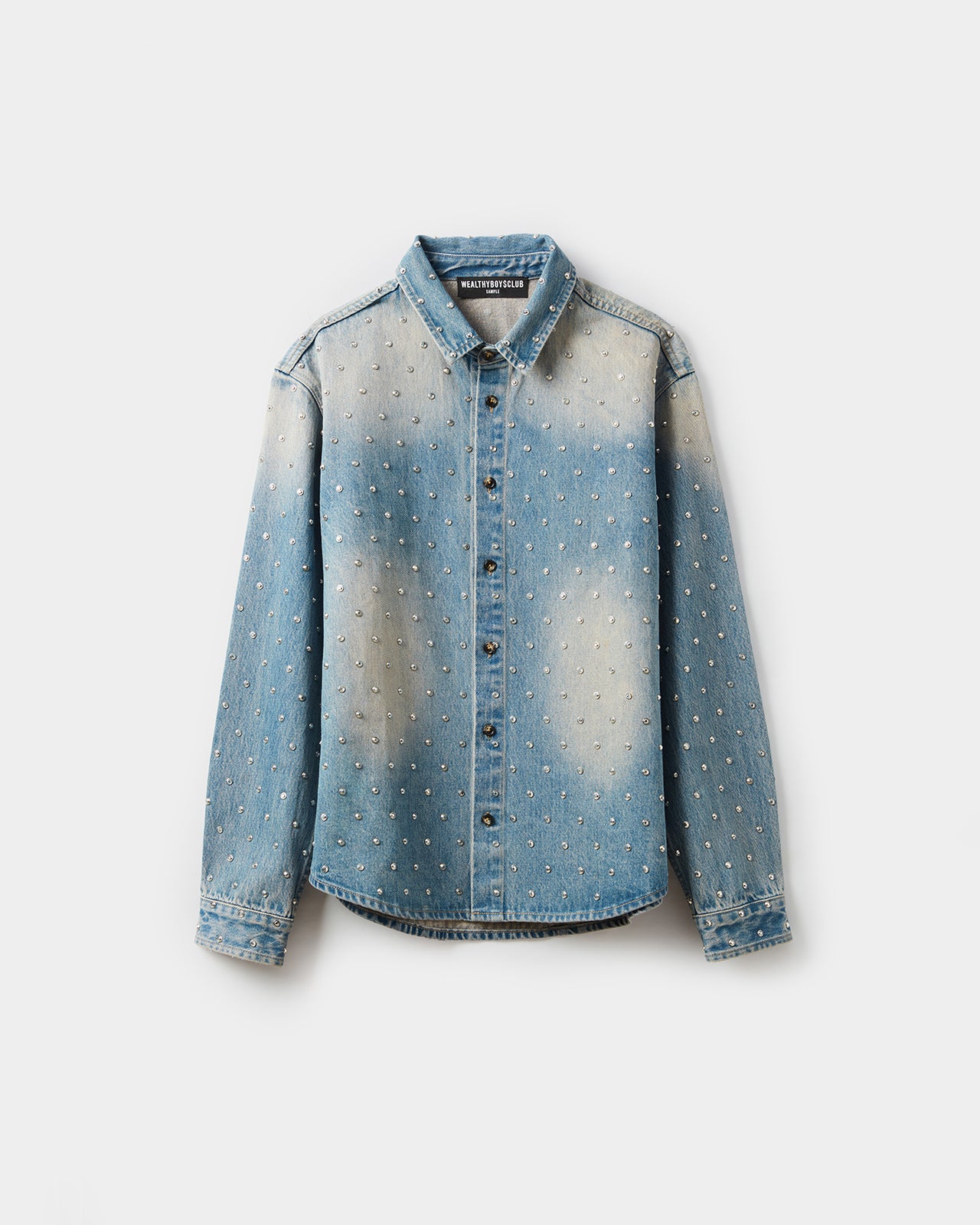 Rhinestone-Embellished Denim Shirt